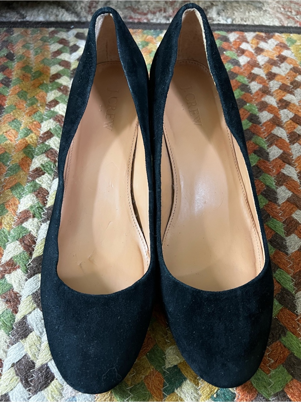 J. Crew Black Suede Round-Toe Pumps